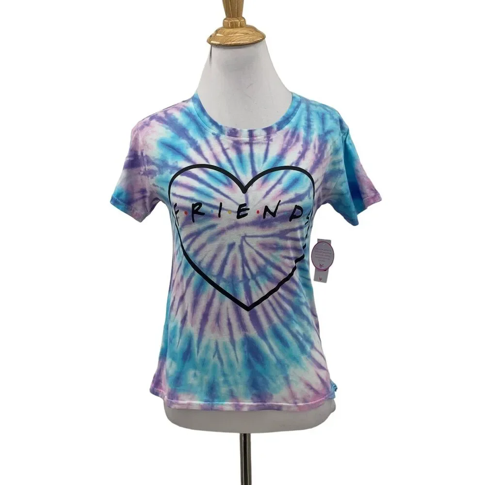 Friends TV Show Tie Dye T Shirt Girls Youth M Medium Retro Hippie Cotton Blend
